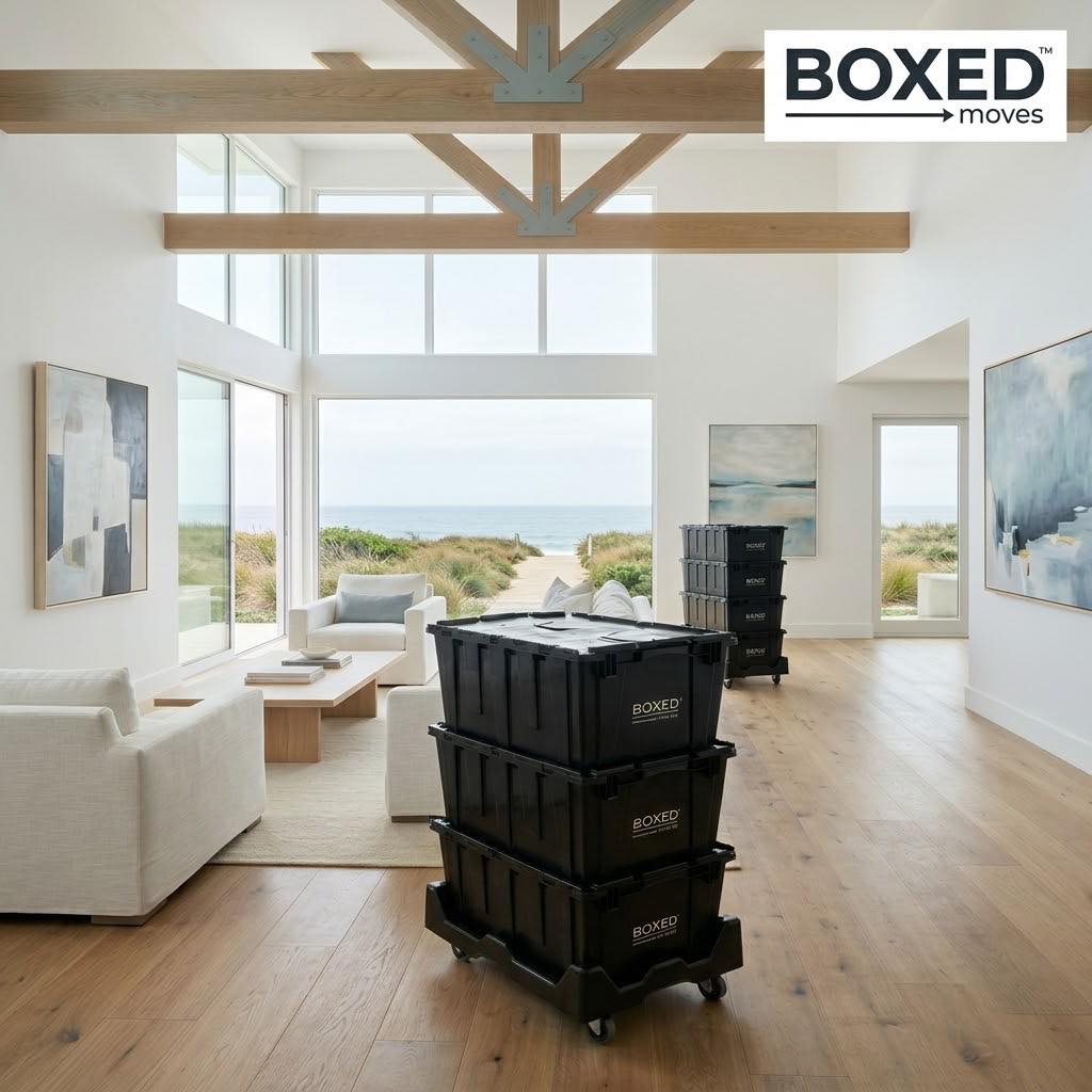 Boxed Moves LLC reusable moving totes for local moves in Wilmington, North Carolina, serving New Hanover, Brunswick, and Pender counties